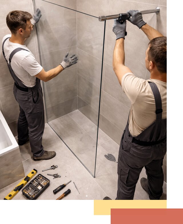 Стеклянные перегородки для душа в Кунгуре — изготовление и монтаж