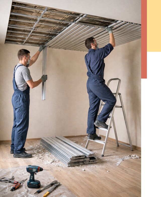 Демонтаж реечного потолка в Кунгуре от 4615 руб. быстро и недорого | ОТДЕЛОЧНИК-Кнг