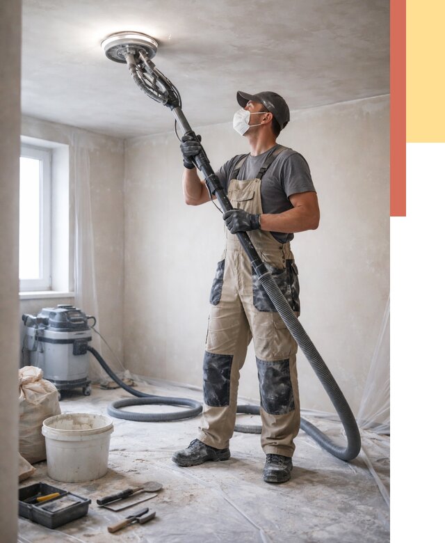 Шлифовка потолка в Кунгуре от 3590 руб. — услуги шлифования потолка | ОТДЕЛОЧНИК-Кнг