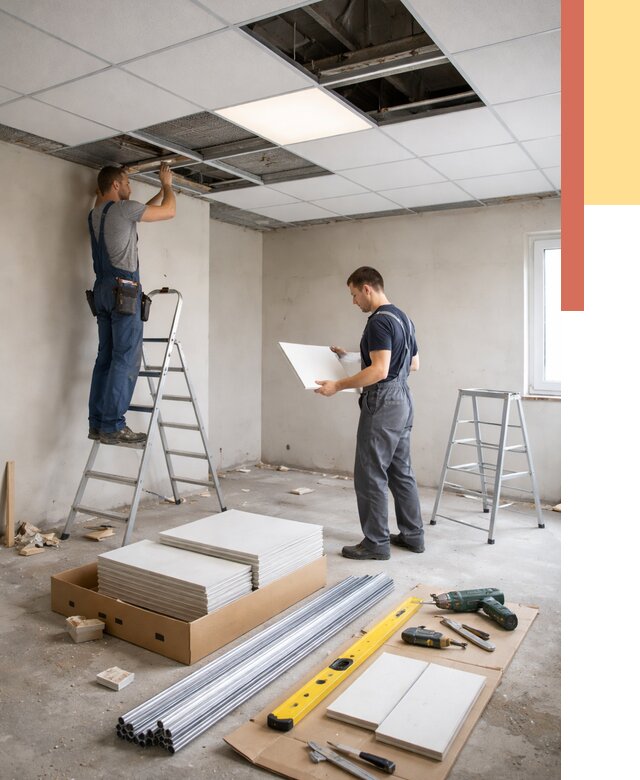 Монтаж потолка армстронг в Кунгуре от 4615 руб/м2 — быстрая установка под ключ | ОТДЕЛОЧНИК-Кнг