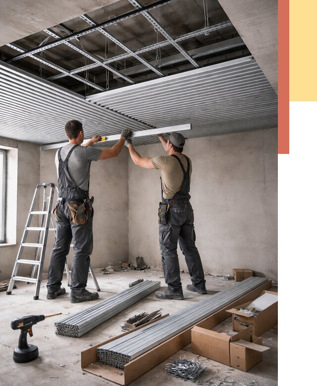 Монтаж реечного потолка в Кунгуре от 4615 руб. под ключ | ОТДЕЛОЧНИК-Кнг