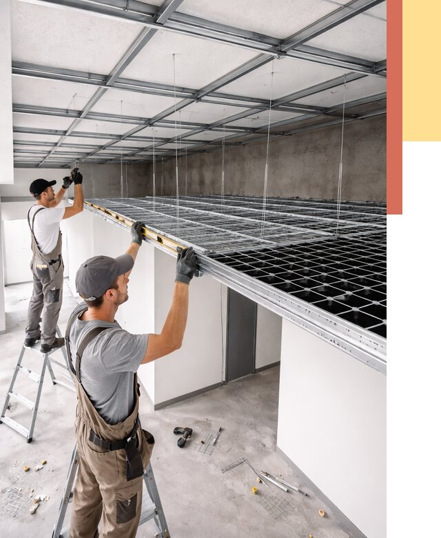 Монтаж потолка грильято в Кунгуре от 462 руб./м² — быстрая сборка под ключ | ОТДЕЛОЧНИК-Кнг