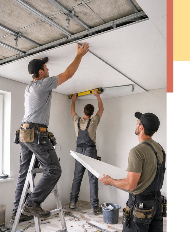 Монтаж потолка из ПВХ панелей в Кунгуре от 3590 руб./м2 — быстро и недорого | ОТДЕЛОЧНИК-Кнг