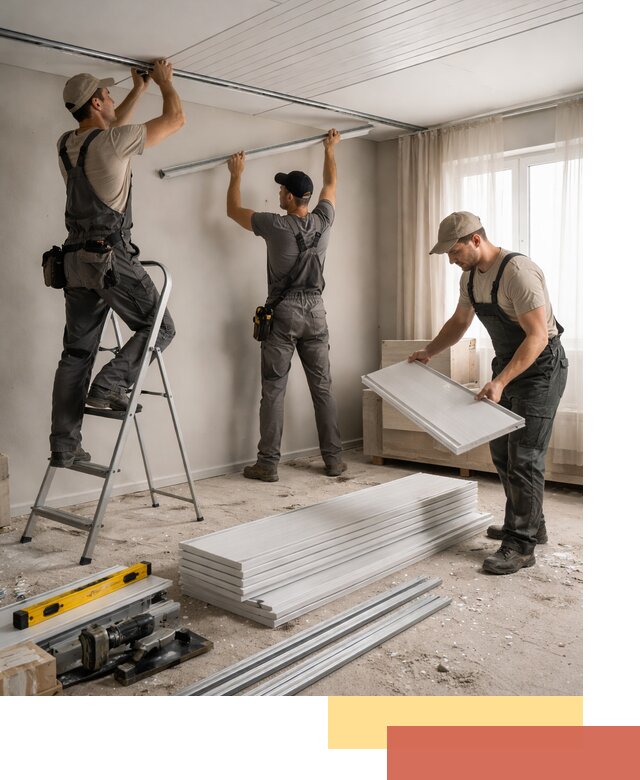 Монтаж потолка из ПВХ панелей в Кунгуре оперативно и качественно