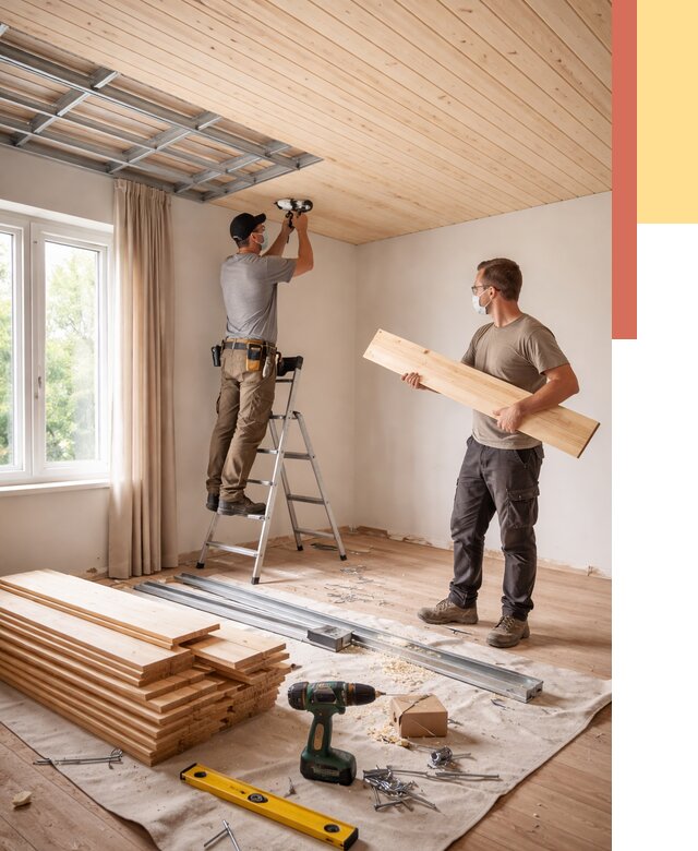 Монтаж потолка из вагонки в Кунгуре от 6666 руб. | Быстро и недорого — ОТДЕЛОЧНИК-Кнг