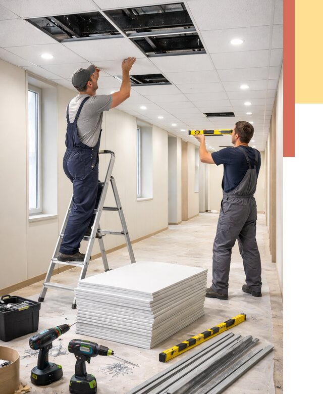 Ремонт потолка Армстронг в Кунгуре от 4615 руб. — быстро и недорого | ОТДЕЛОЧНИК-Кнг