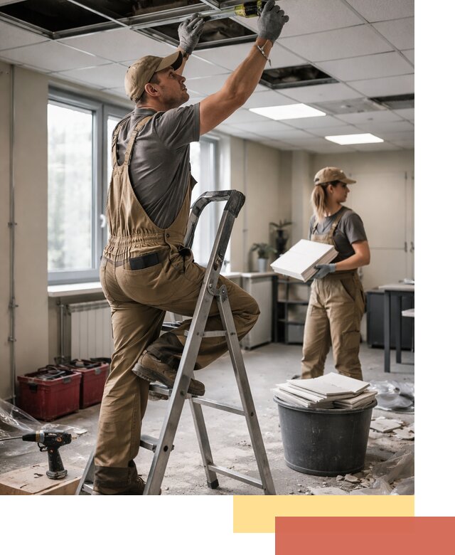 Ремонт потолка Армстронг и замена плит в Кунгуре