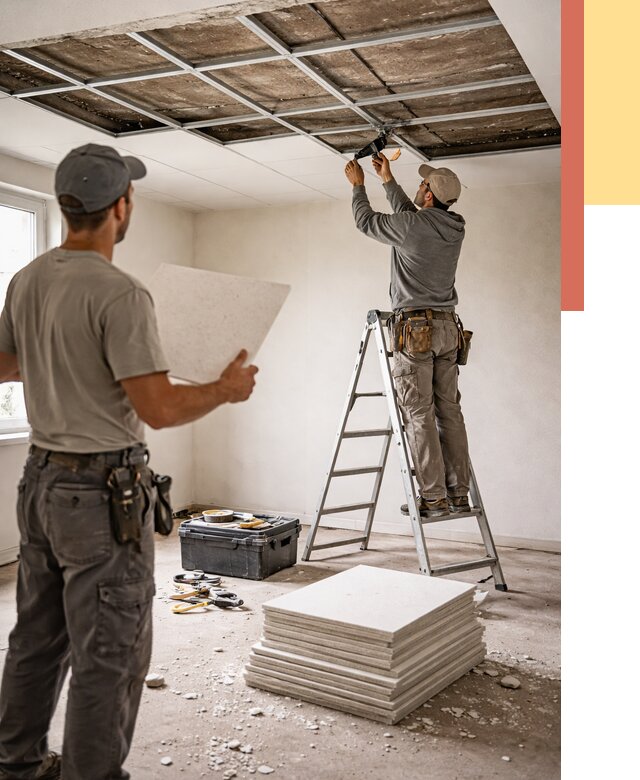 Замена плит подвесного потолка в Кунгуре от 1795 руб. быстро и недорого | ОТДЕЛОЧНИК-Кнг