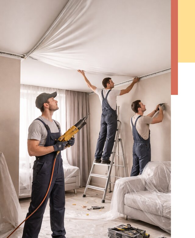 Установка натяжного потолка в Кунгуре от 4615 руб. | Быстро и недорого — ОТДЕЛОЧНИК-Кнг