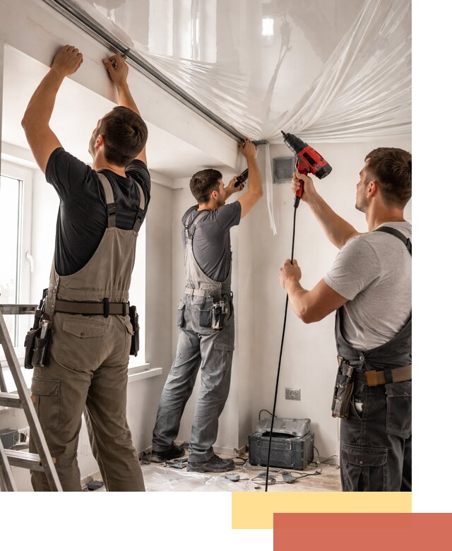 Монтаж глянцевого натяжного потолка в Кунгуре быстро и качественно