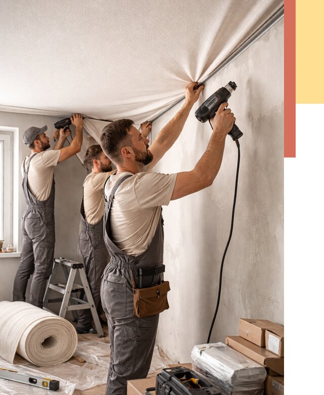 Монтаж фактурного натяжного потолка в Кунгуре от 769 руб. — ОТДЕЛОЧНИК-Кнг