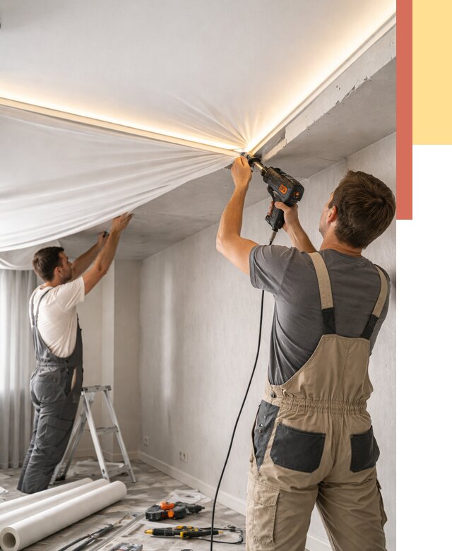 Монтаж натяжного потолка с подсветкой в Кунгуре от 974 руб. | ОТДЕЛОЧНИК-Кнг