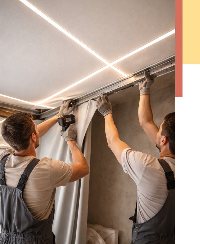 Монтаж натяжного потолка со световыми линиями в Кунгуре от 1231 руб. | ОТДЕЛОЧНИК-Кнг