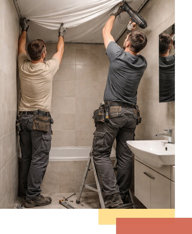 Монтаж натяжного потолка в ванной в Кунгуре быстро и качественно