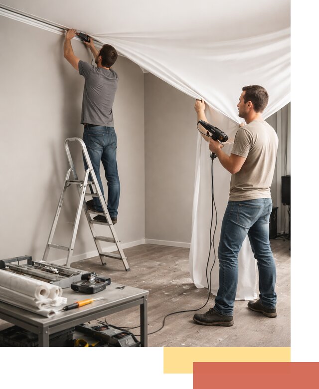 Монтаж натяжного потолка в студии в Кунгуре