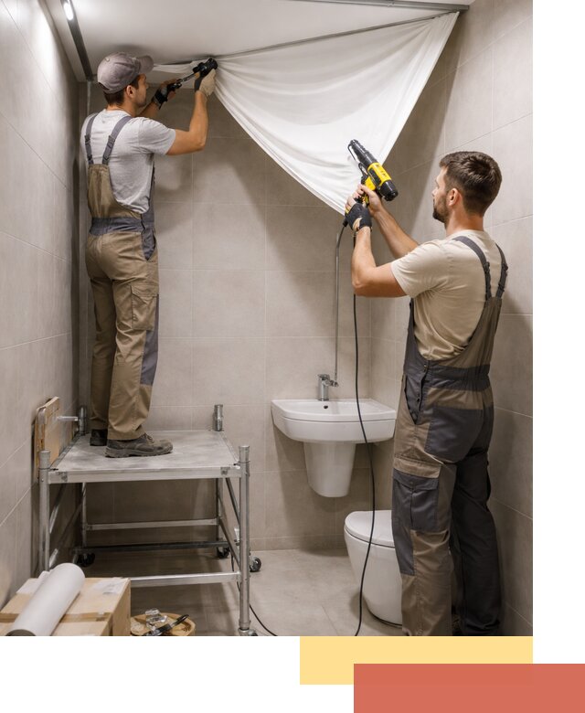 Монтаж натяжного потолка в санузле в Кунгуре