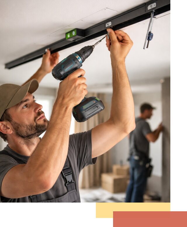 Установка трековых светильников в натяжной потолок в Кунгуре