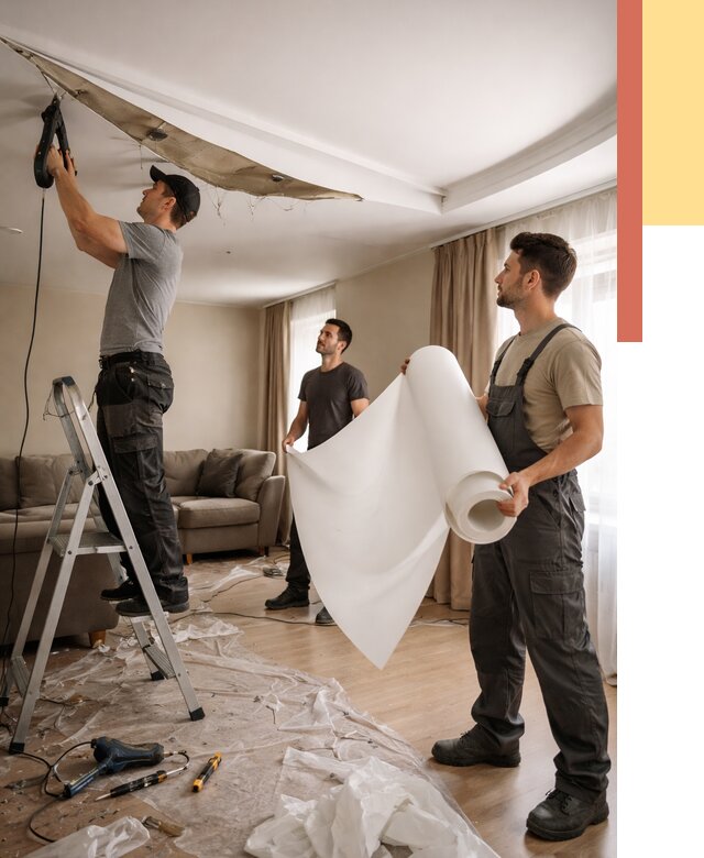 Замена полотна натяжного потолка в Кунгуре от 9743 руб. быстро и недорого | ОТДЕЛОЧНИК-Кнг