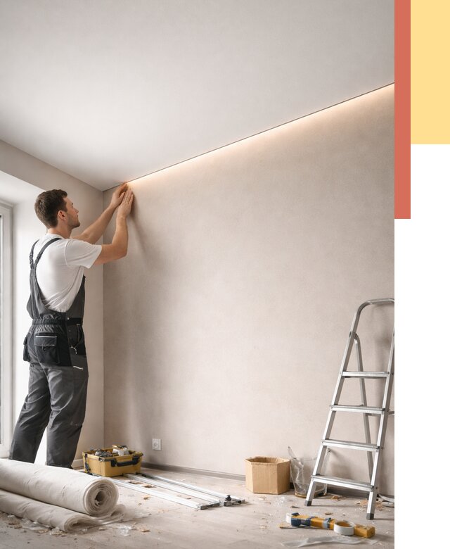 Теневые натяжные потолки в Кунгуре от 8410 руб. под ключ | ОТДЕЛОЧНИК-Кнг