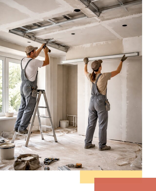 Монтаж многоуровневого потолка из гипсокартона в Кунгуре