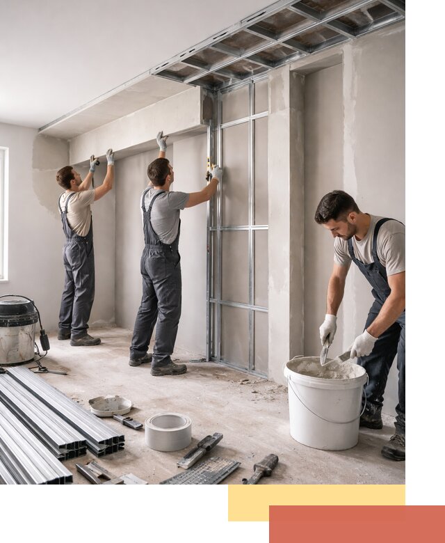 Монтаж потолка из гипсокартона с нишей в Кунгуре