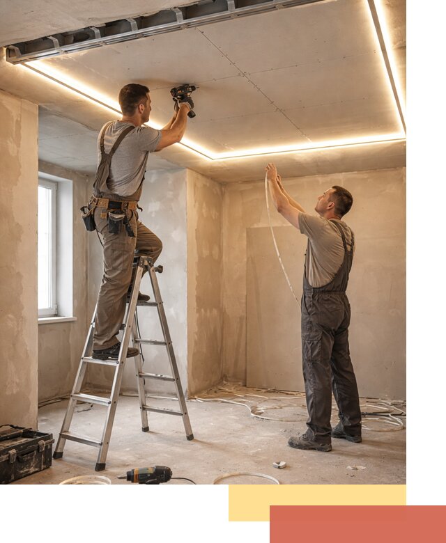 Потолок из гипсокартона с подсветкой в Кунгуре