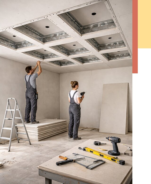 Кессонный потолок из гипсокартона в Кунгуре от 1897 руб. — монтаж и под ключ | ОТДЕЛОЧНИК-Кнг