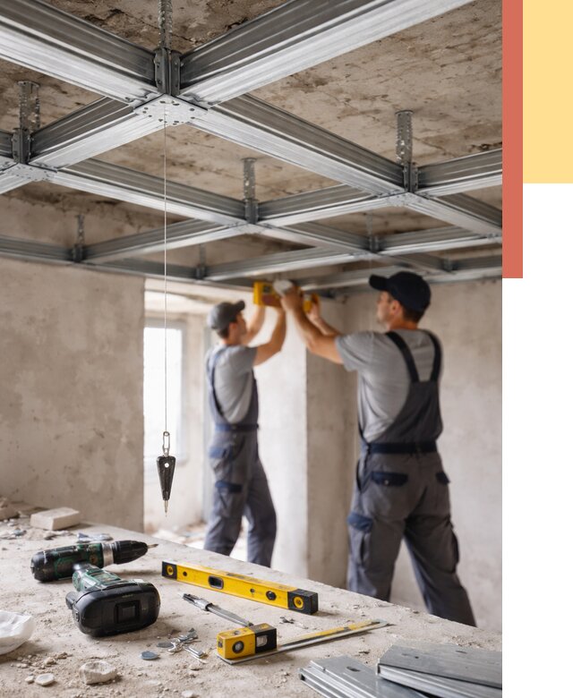 Монтаж каркаса потолка из профиля в Кунгуре от 4615 руб. — услуги ОТДЕЛОЧНИК-Кнг