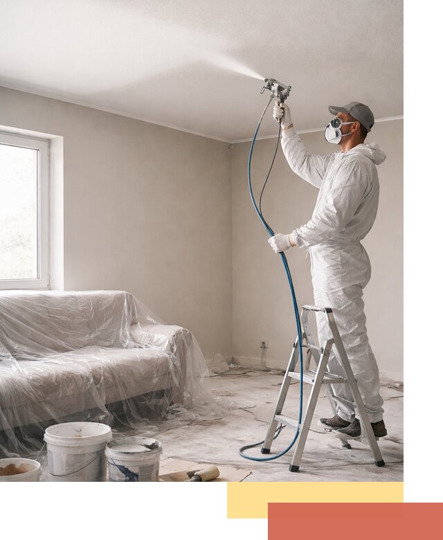 Покраска потолка краскопультом в Кунгуре быстро и качественно