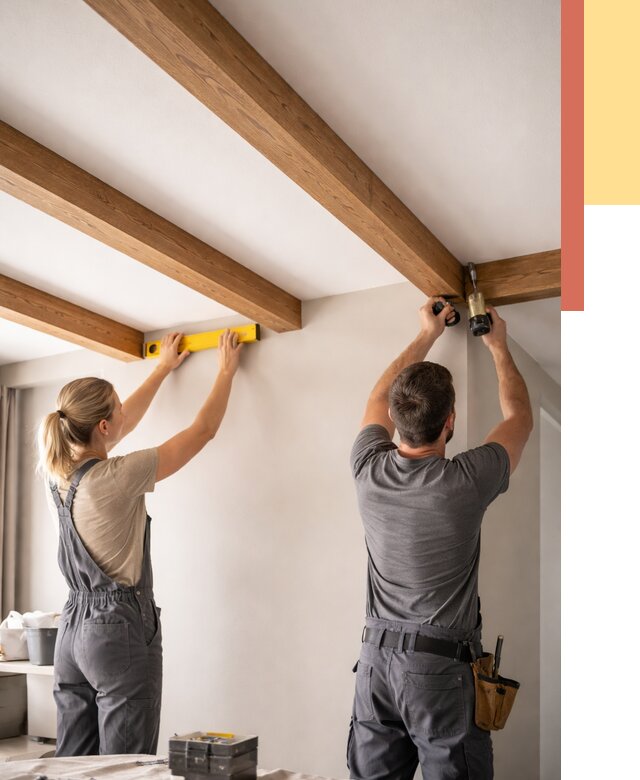 Монтаж декоративных балок на потолок в Кунгуре от 4308 руб. — ОТДЕЛОЧНИК-Кнг