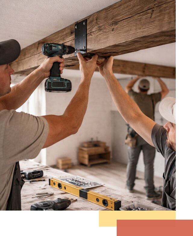 Монтаж декоративных потолочных балок в Кунгуре