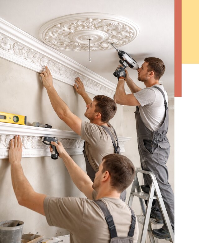 Монтаж лепнины на потолок в Кунгуре от 3282 руб. быстро и недорого | ОТДЕЛОЧНИК-Кнг