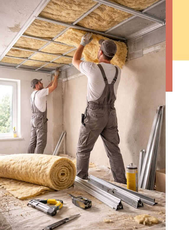 Утепление потолка в Кунгуре от 7384 руб/м2 — недорого, быстро, под ключ | ОТДЕЛОЧНИК-Кнг